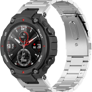 Steel Strap, silver, on a watch, 3/4 front view