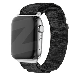 Nylon Alpine Strap, black, on a watch, 3/4 front view