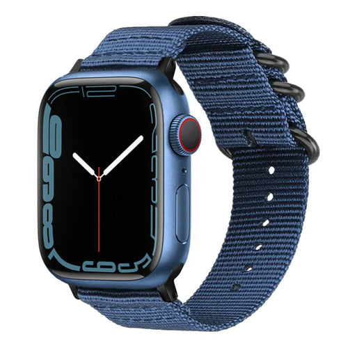 Nylon Buckle Strap, blue, on a watch, 3/4 front view