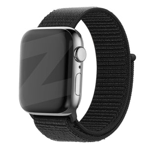 Nylon Strap 'Classic', black, on a watch, 3/4 front view