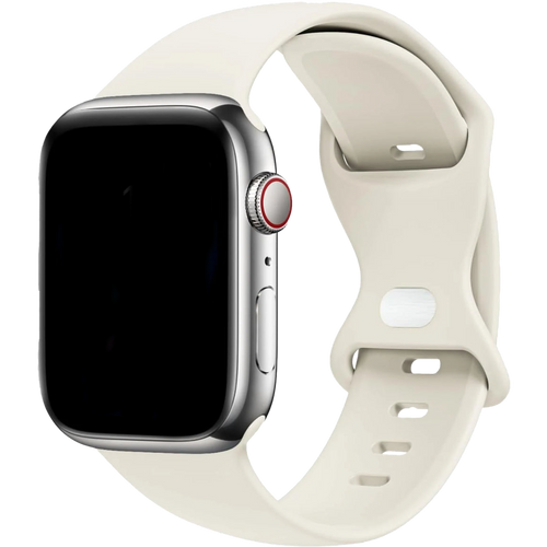 Silicone Strap 'Classic', beige, on a watch, 3/4 front view