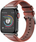 Bracelet cuir Apple Watch (marron-rouge)