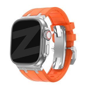 Silicone Strap 'Luxe Liquid', on a watch, 3/4 front view