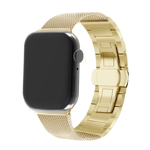 Milanese Steel Strap, gold, on a watch, 3/4 front view