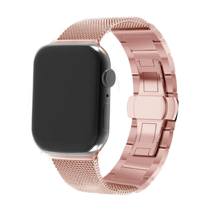 Milanese Steel Strap, rose gold, on a watch, 3/4 front view
