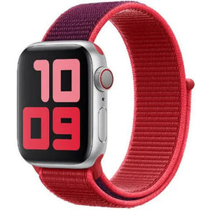 Nylon Strap, purple, on a watch, 3/4 front view
