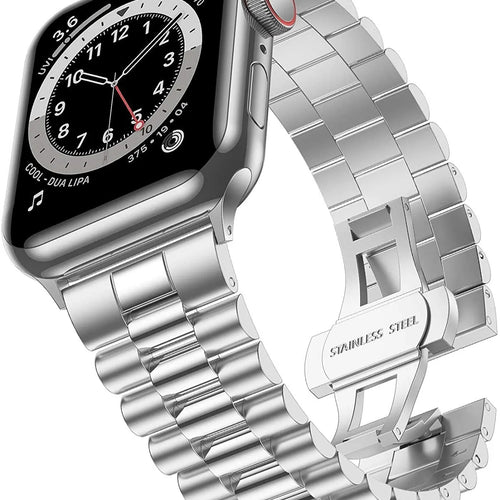 Presidential Steel Strap, silver, on a watch, 3/4 front view