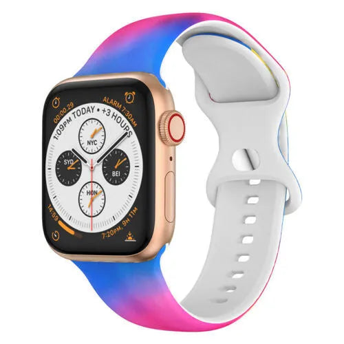 Print Silicone Strap, on a watch, 3/4 front view