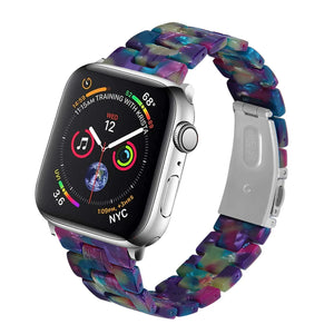 Metal Resin Strap, on a watch, 3/4 front view