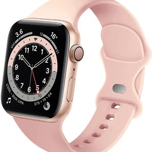 Silicone Strap 'Classic', antique pink, on a watch, 3/4 front view