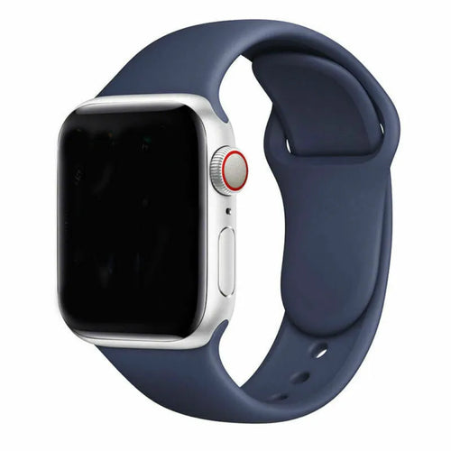 Silicone Strap, blue, on a watch, 3/4 front view