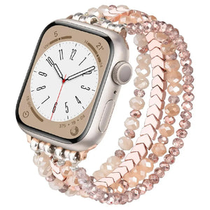 Bracelet perlée Apple Watch (or rose)