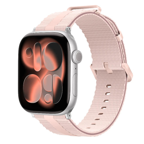 Silicone Active Strap, light pink, on a watch, 3/4 front view