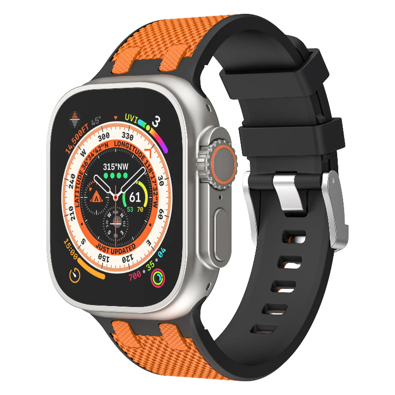 apple watch sport grain band black orange