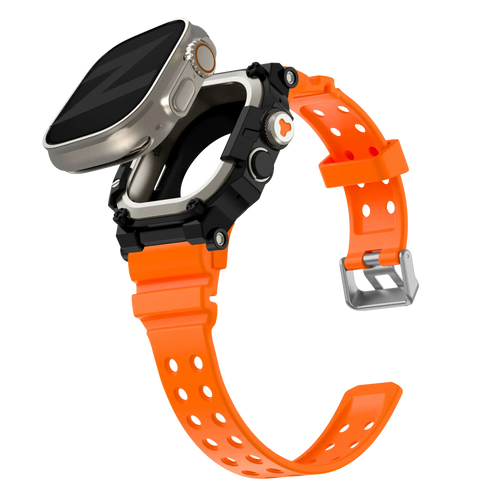 Bandz Apple Watch Ultra TPU Strap with Case (Orange/Titanium)