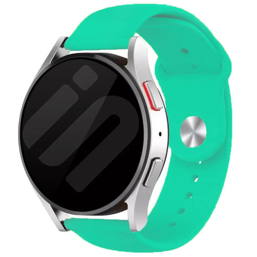 Silicone Sport Strap, aqua, on a watch, 3/4 front view