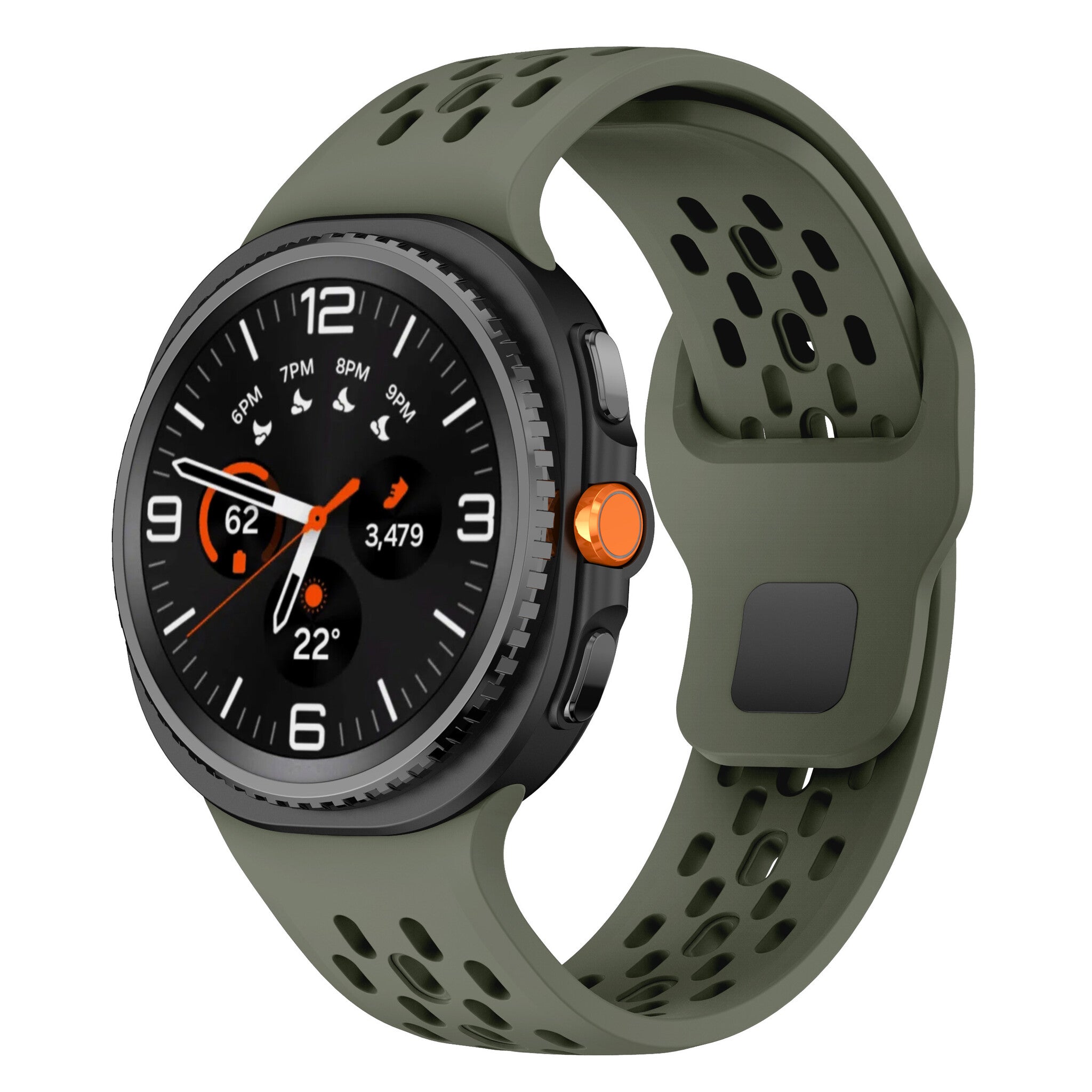 Bracelet air silicone Samsung Galaxy Watch 9 - 44mm (vert militaire)