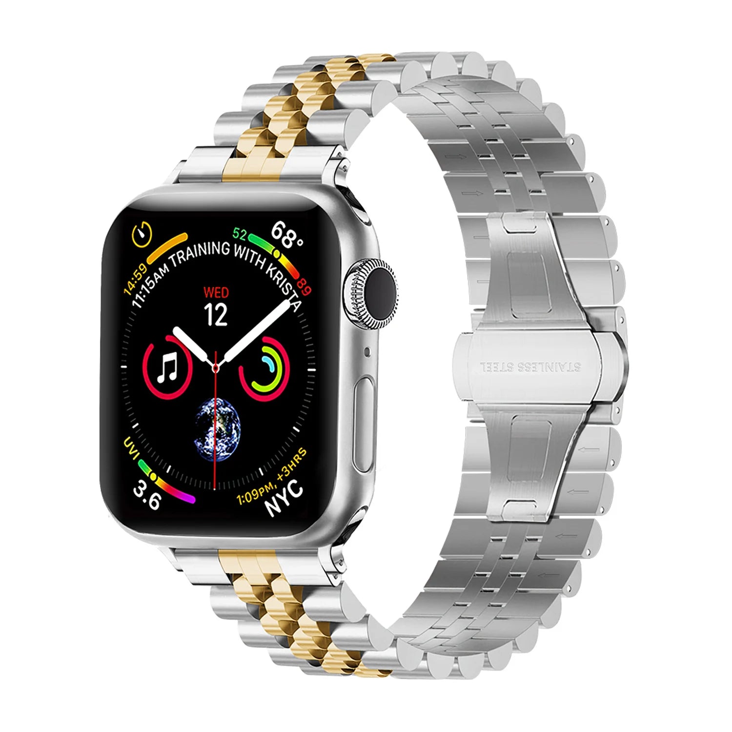 Bracelet acier Jubilee Apple Watch Ultra (argent/or)