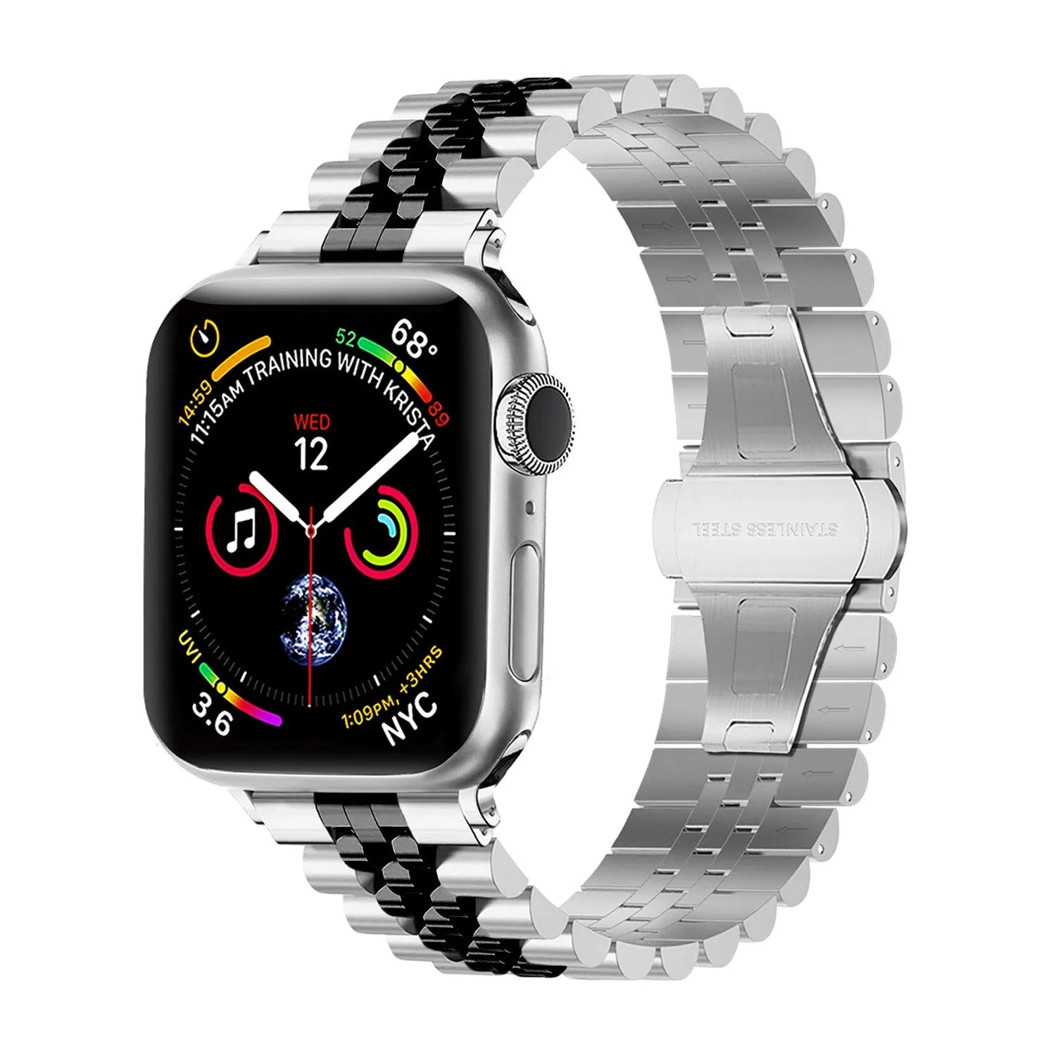 Bracelet acier Apple Watch Jubilé (argent/noir)