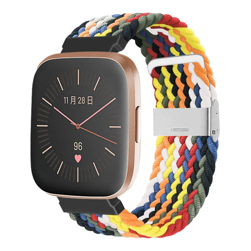 Nylon Adjustable Braided Strap, colourful, on a watch, 3/4 front view