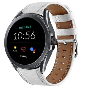 Modern Leather Strap, white, on a watch, 3/4 front view