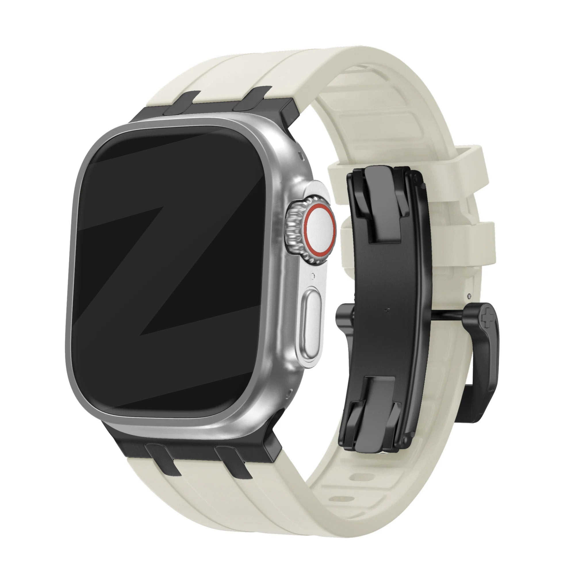 Bandz Bracelet silicone 'Luxe Liquid' Apple Watch Ultra (beige avec noir)