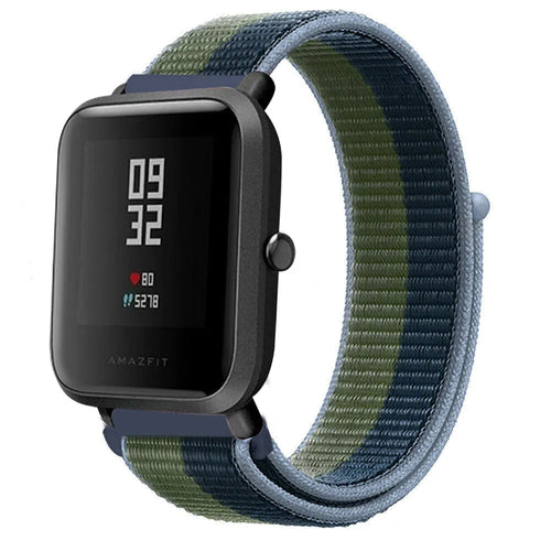Nylon Strap, moss green, on a watch, 3/4 front view
