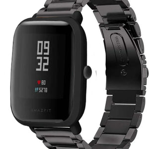 Titanium Strap, black, on a watch, 3/4 front view