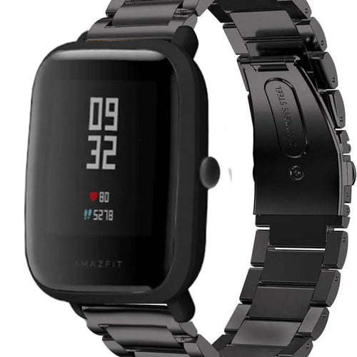 Titanium Strap, black, on a watch, 3/4 front view