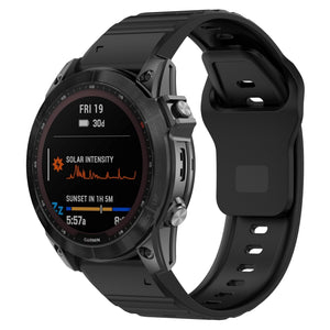 Outdoor Silicone Strap, black, on a watch, 3/4 front view