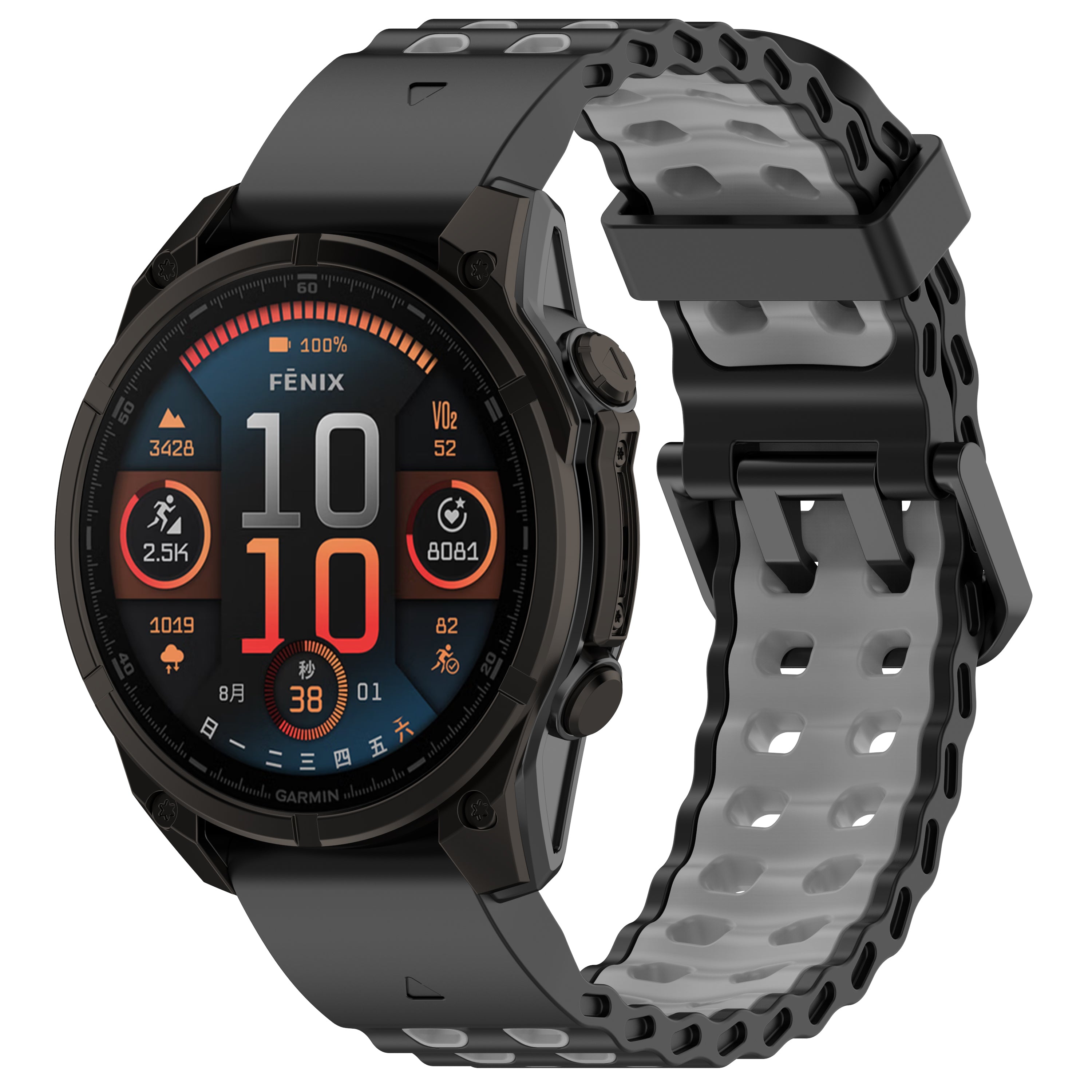 Bracelet sport ondulé Garmin Fenix 7x (noir/gris)