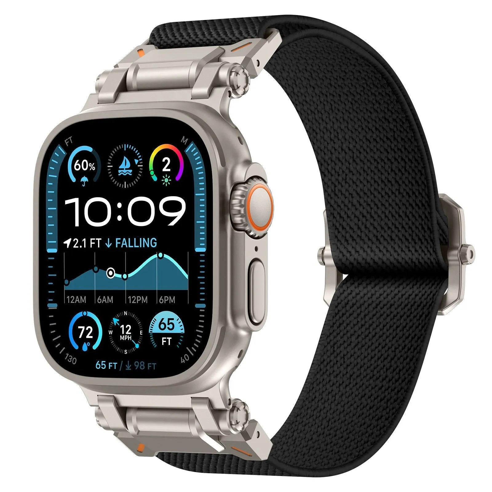 Bracelet en polyester 'Explorer' Apple Watch (noir/titane)