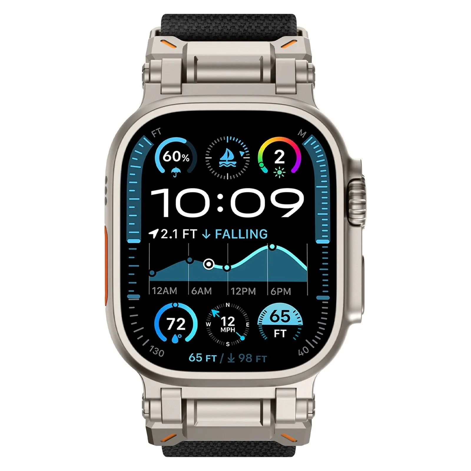 Bracelet en polyester 'Explorer' Apple Watch (noir/titane)