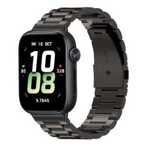 Steel Strap, black, on a watch, 3/4 front view