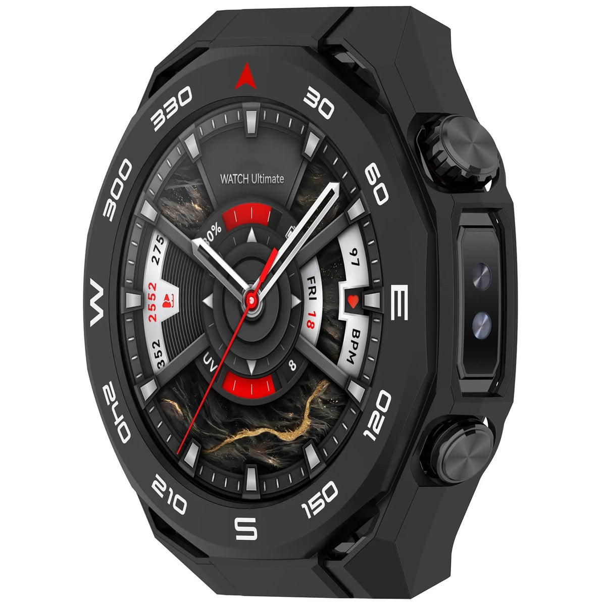 Coque PC avec verre Huawei Watch Ultimate 2 (noir)