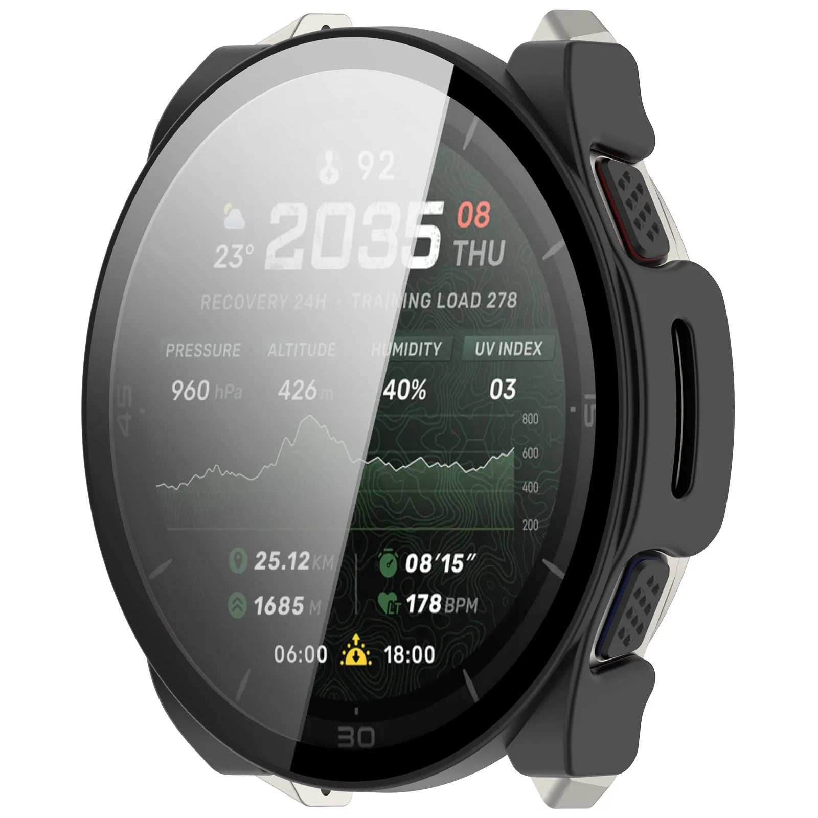 Coque rigide avec verre Amazfit Cheetah 2 Ultra (noir)