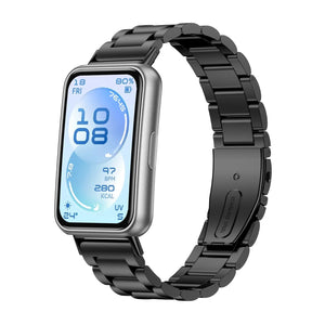 Steel Strap, black, on a watch, 3/4 front view