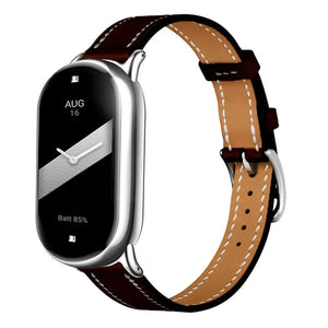 Real Leather Strap, black, on a watch, 3/4 front view