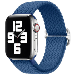 Nylon Adjustable Braided Strap, blue, on a watch, 3/4 front view