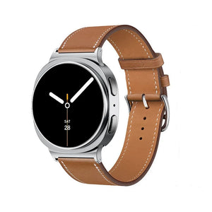 Classic Leather Strap, brown, on a watch, 3/4 front view