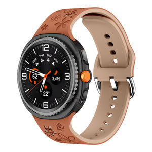 Bracelet silicone à fleurs Samsung Galaxy Watch 9 - 44mm (marron/beige)