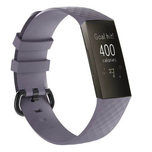 Silicone Strap, blue/grey, on a watch, 3/4 front view