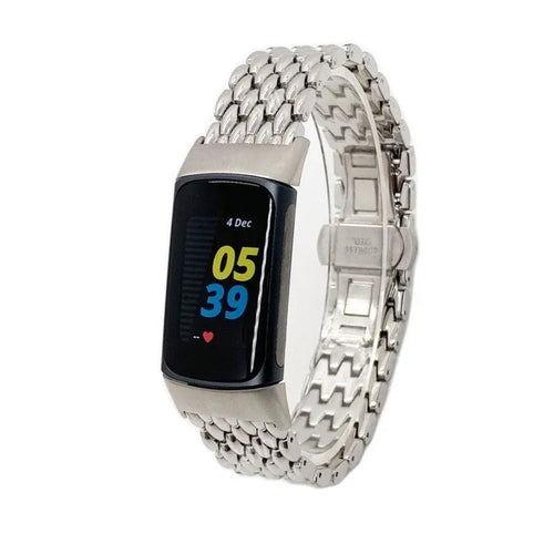 Steel Dragon Strap, silver, on a watch, 3/4 front view