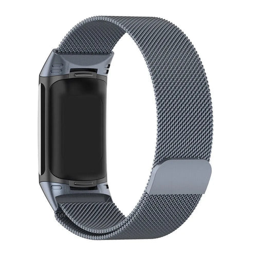 Milanese Strap, space grey, on a watch, 3/4 front view