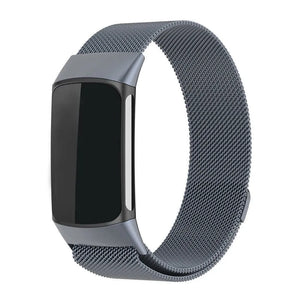 Milanese Strap, space grey, on a watch, 3/4 front view