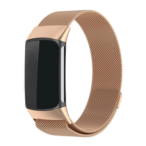 Milanese Strap, rose gold, on a watch, 3/4 front view