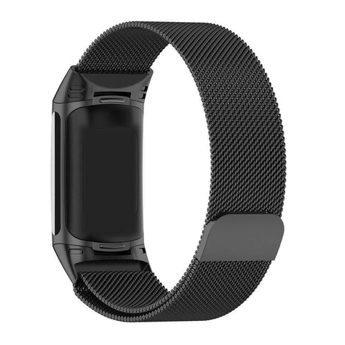 Milanese Strap, black, on a watch, 3/4 front view