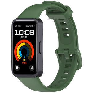 Silicone Strap, dark green, on a watch, 3/4 front view