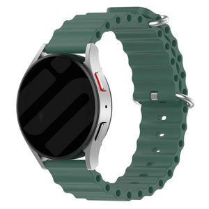 Silicone Ocean Strap, dark green, on a watch, 3/4 front view
