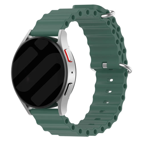 Silicone Ocean Strap, dark green, on a watch, 3/4 front view